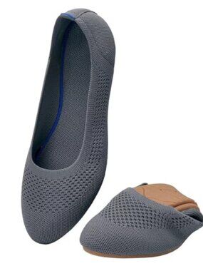 Women's Knit Ballet Flats Round Toe Slip On Breathable Comfortable Walking Shoes